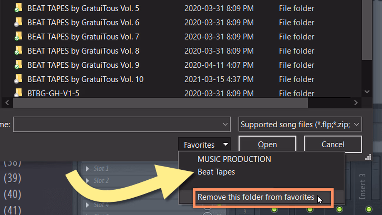 FL Studio Menu Favorites (Favorites Section in file Explorer)