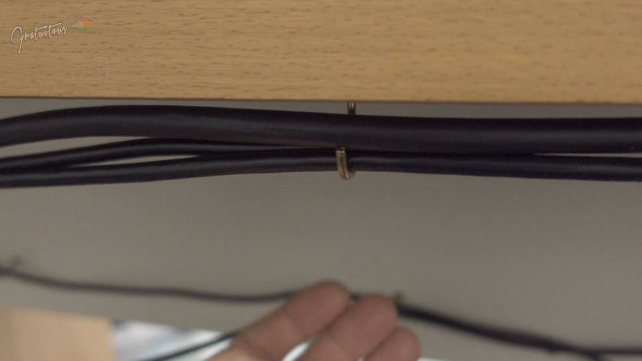 Hooks with Wires Running Through Them for Cable Management