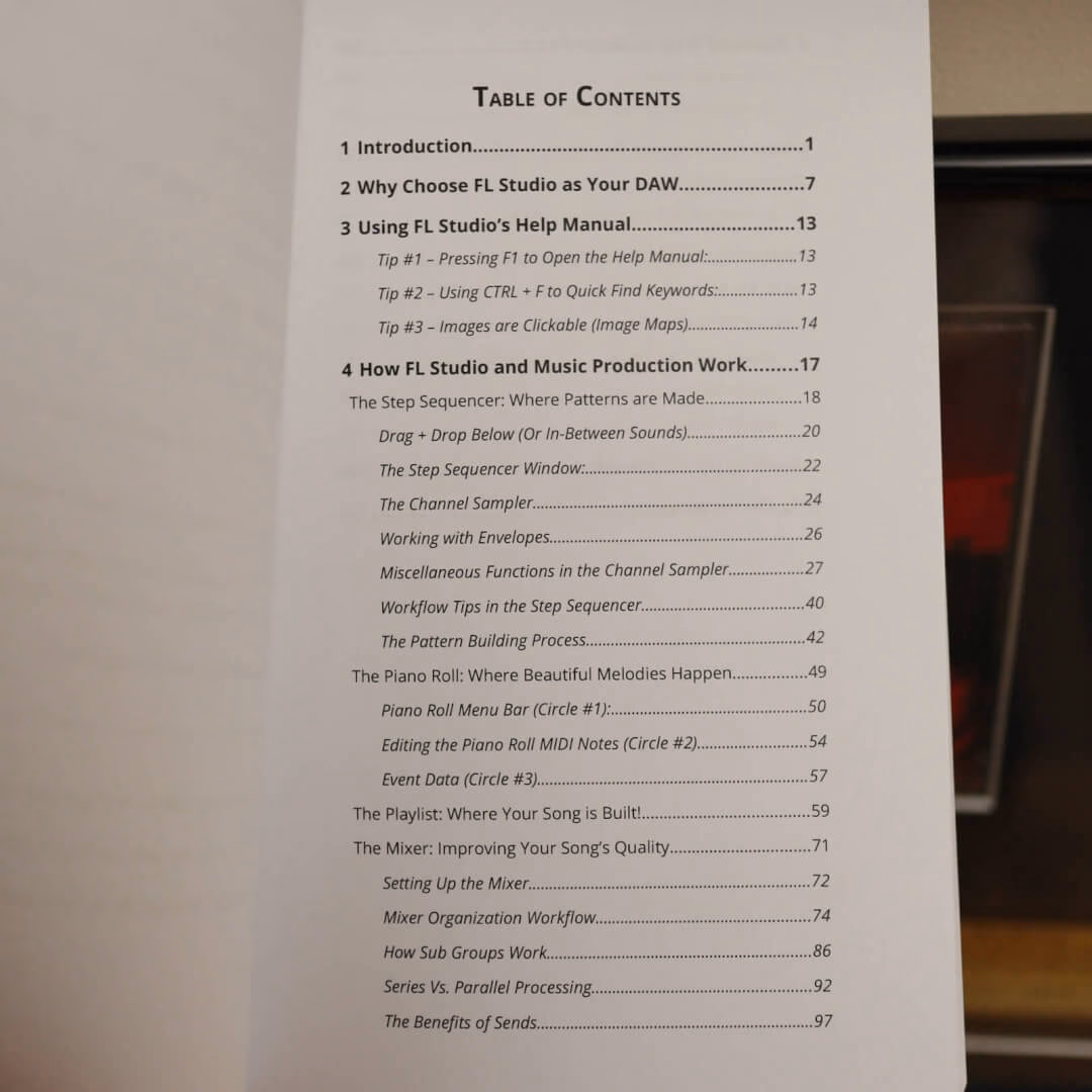 FL Studio Beginner Book by Riley Weller (GratuiTous) - Table of Contents