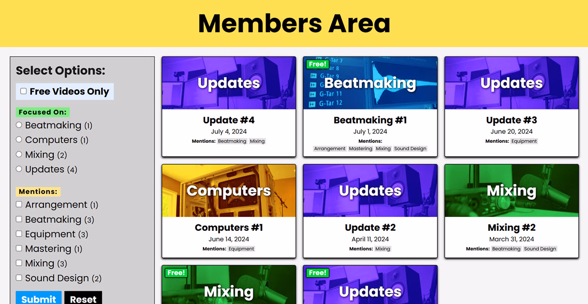 The members-only behind-the-scenes area on itsGratuiTous.com
